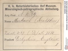 Etiketten zu Markasit (NHMW-MIN-Ak29)